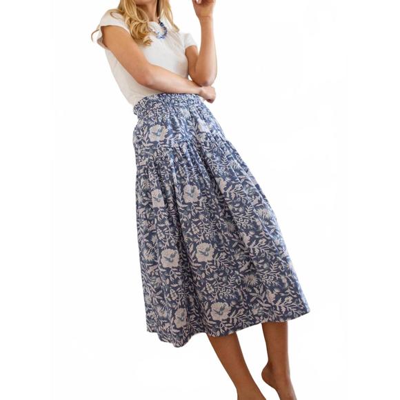 NEW MAREA louisa midi skirt in indigo blossom - Picture 1 of 5